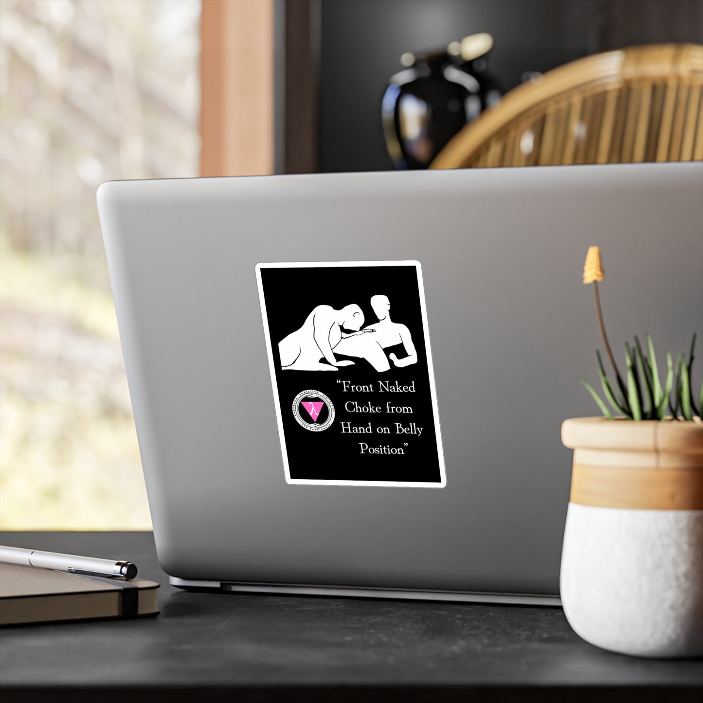 The Bath House BBBJJ "Front Naked Choke from Hand on Belly Position" Kiss-Cut Vinyl Decal