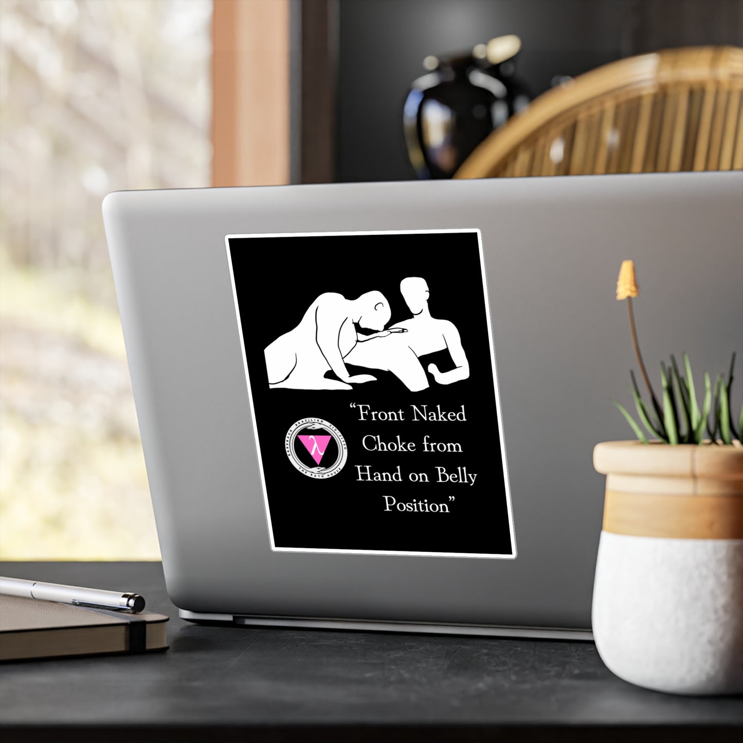 The Bath House BBBJJ "Front Naked Choke from Hand on Belly Position" Kiss-Cut Vinyl Decal