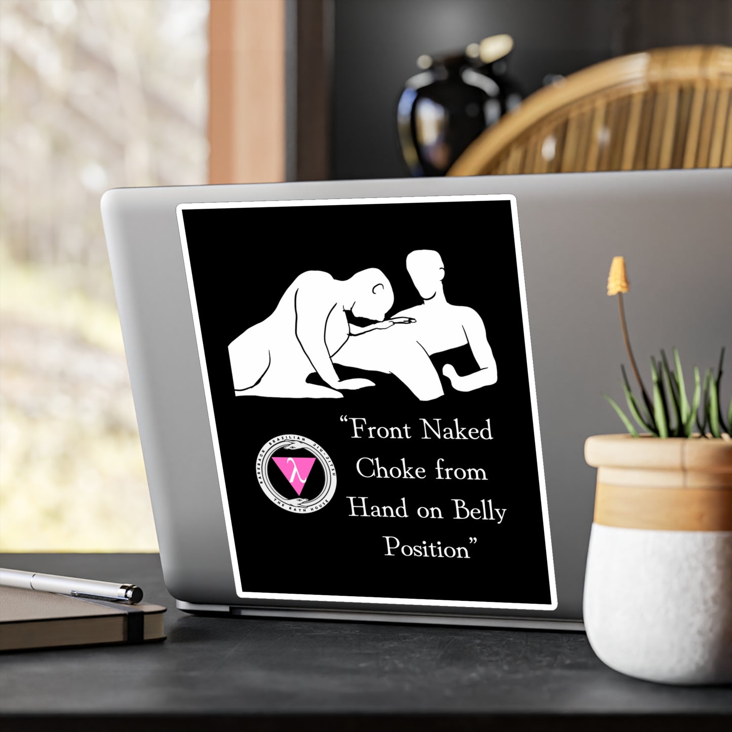 The Bath House BBBJJ "Front Naked Choke from Hand on Belly Position" Kiss-Cut Vinyl Decal