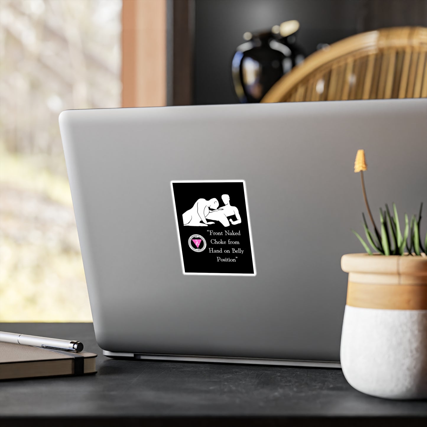 The Bath House BBBJJ "Front Naked Choke from Hand on Belly Position" Kiss-Cut Vinyl Decal